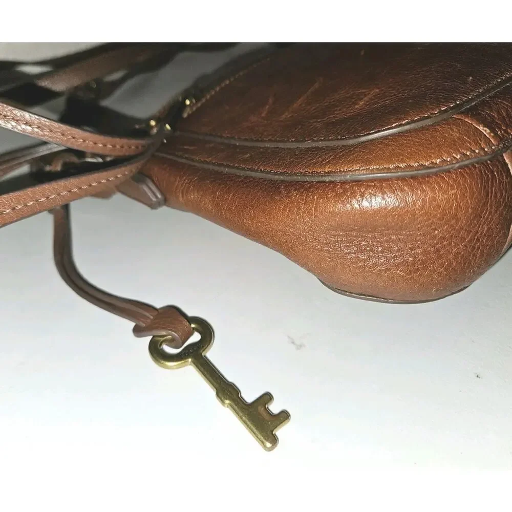 Fossil Brown Leather Crossbody Bag 10x7x2